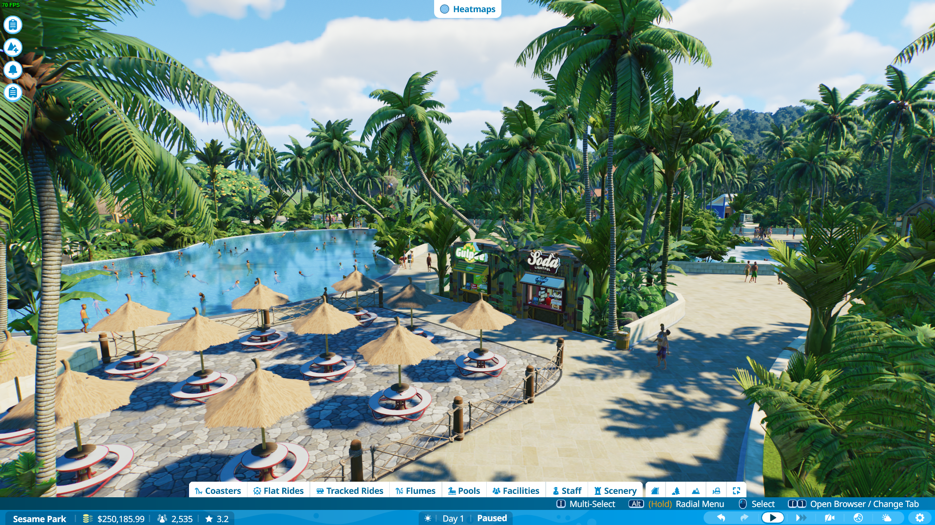A theme park completed through level design